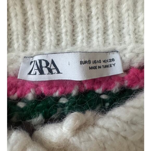 Zara | Rainbow Striped Collared Chunky Knit Cardigan | Size Small - Picture 8 of 10